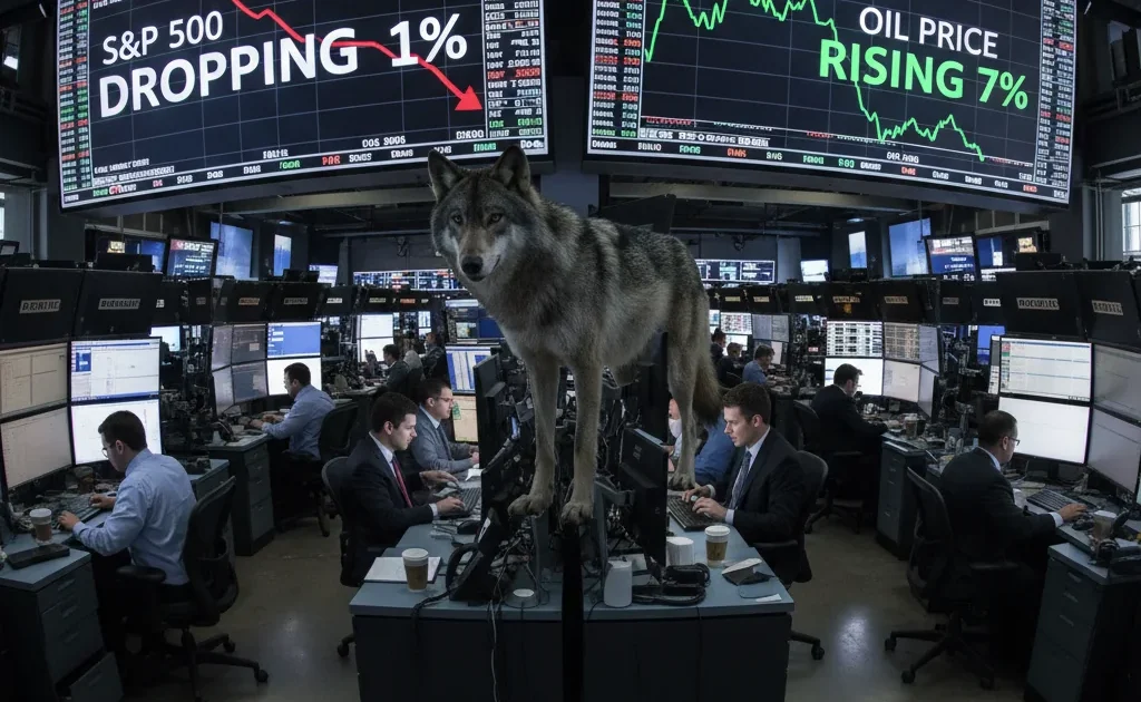 Kontrakty futures na S&P 500 otwierają tydzień spadkiem o 1%. Ropa Brent drożeje o 7% w obliczu risk-off.